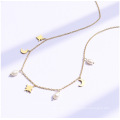 Shangjie Kalung Danity Collier de chaîne clavique Bijoux de lune Collier de charme étoile Collier en acier inoxydable Collier perle